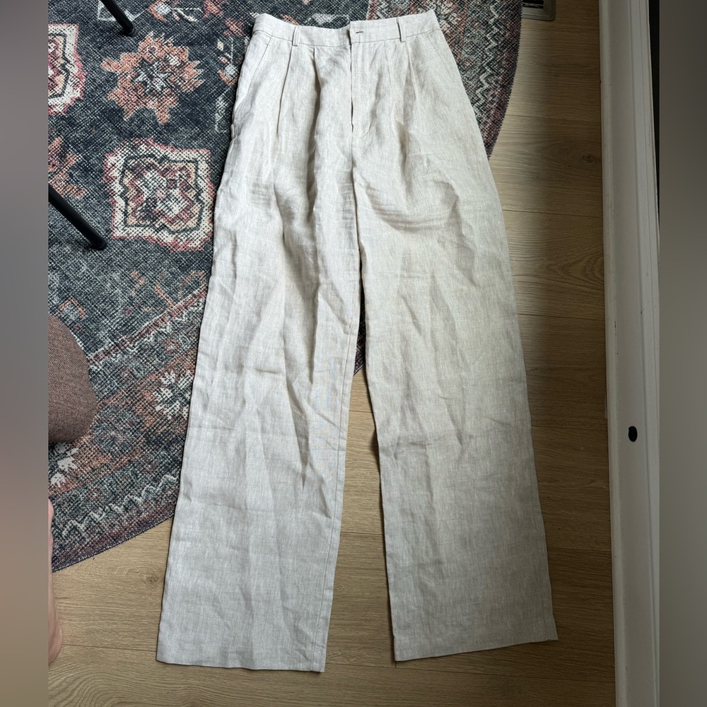 Reformation Cream Wide Leg Pants